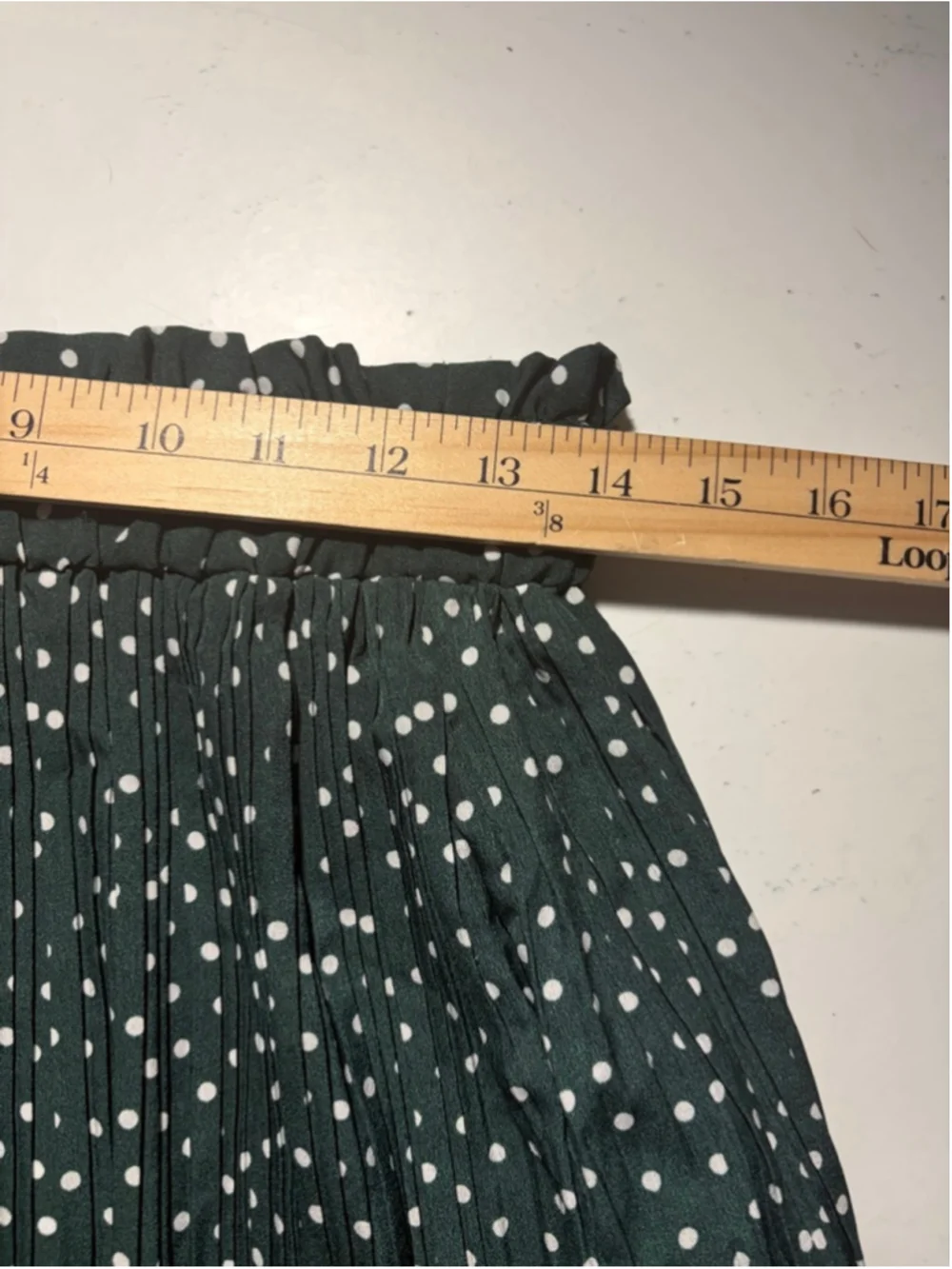 Women's EXLURA Green & White Polka Dot Pleated Midi Skirt L 228